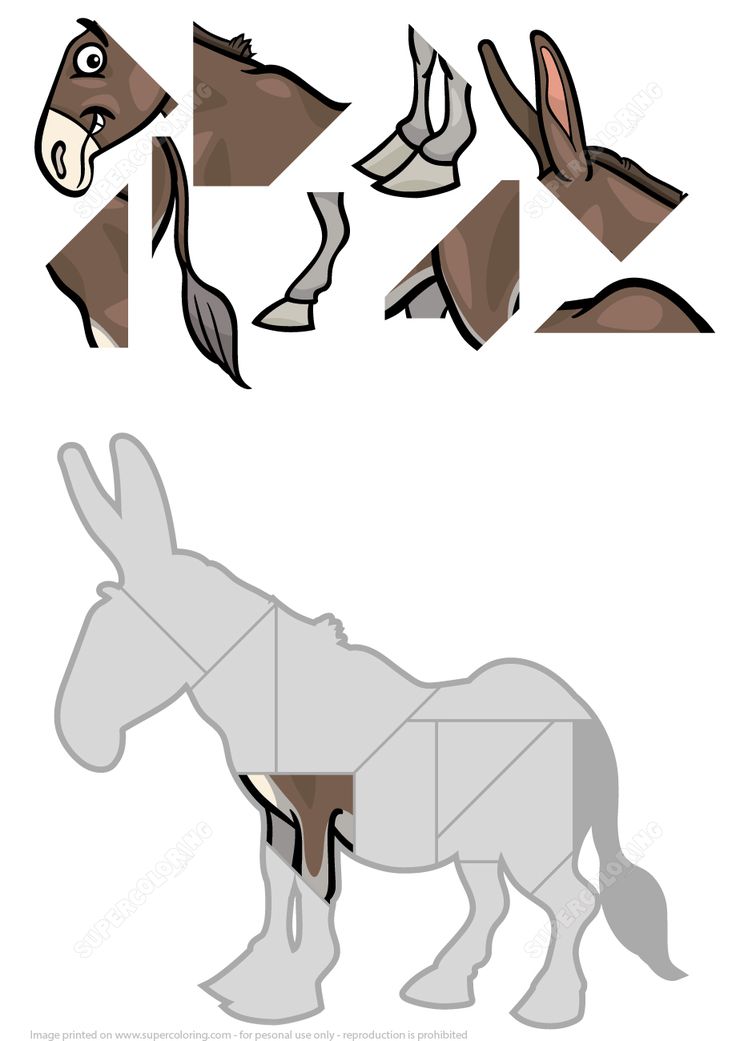 Jigsaw puzzle with donkey free printable puzzle games free printable puzzles printable puzzles hidden pictures