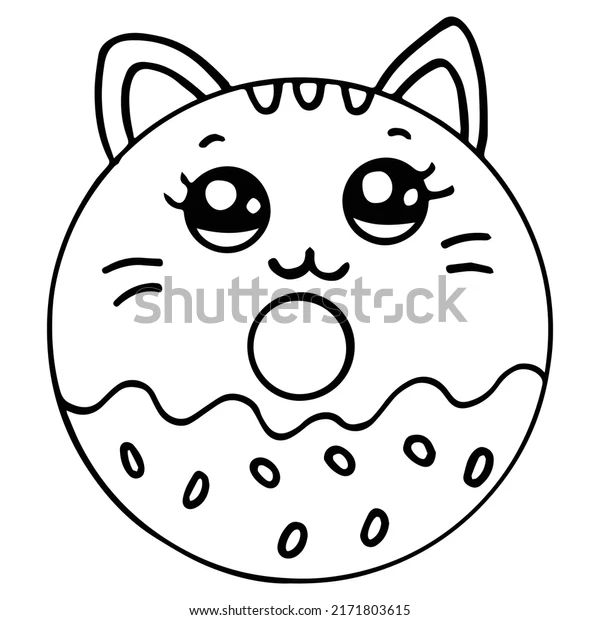 Kids coloring pages cute cat donut stock vector royalty free shutterstock cat coloring page cute coloring pages coloring pages for kids