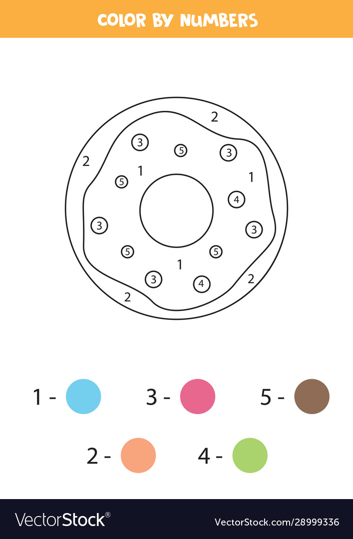 Color cute cartoon donut numbers coloring page vector image