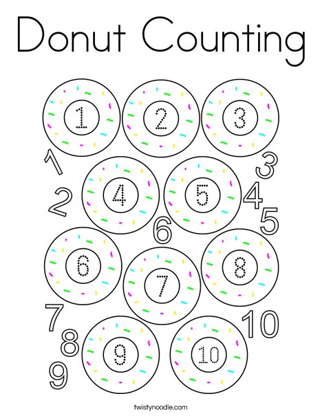 Donut counting coloring page