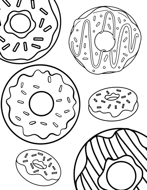 Cute donut coloring pages