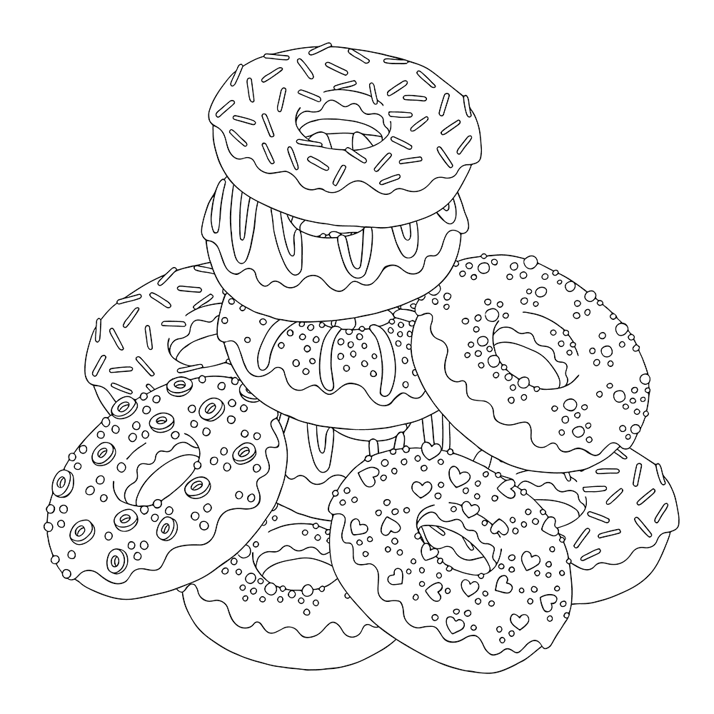 Donut coloring pages