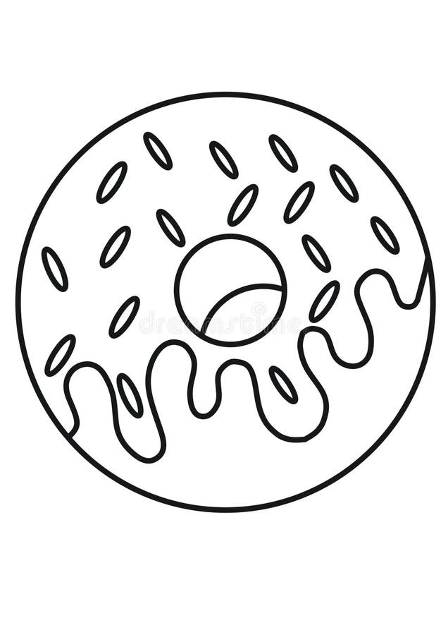 Doughnut coloring pages for kindergarten school kids book publishing activity worksheet stock illustration