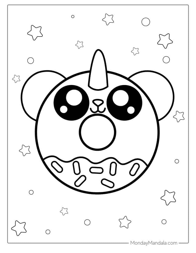 Donut coloring pages free pdf printables