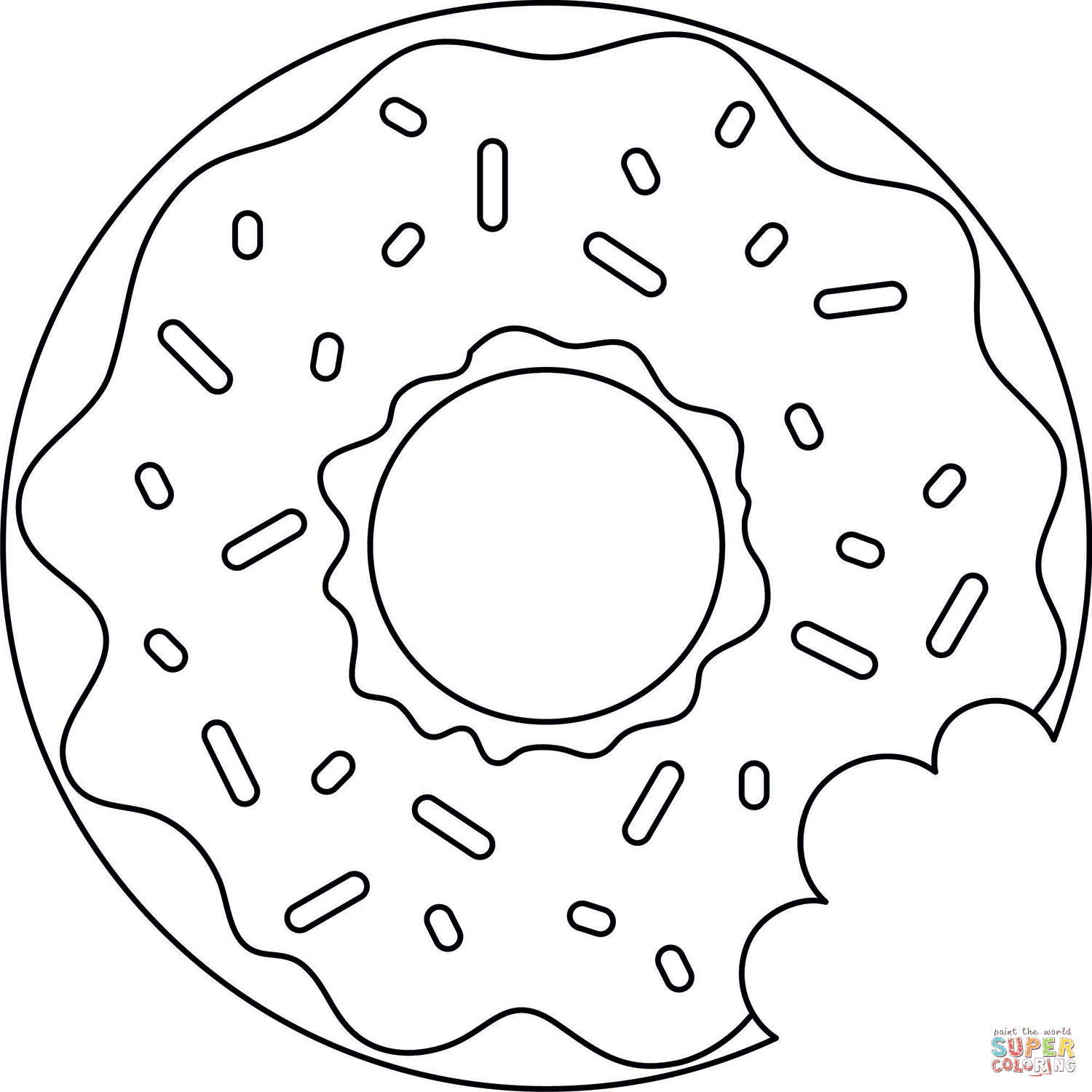 Donut coloring page free printable coloring pages