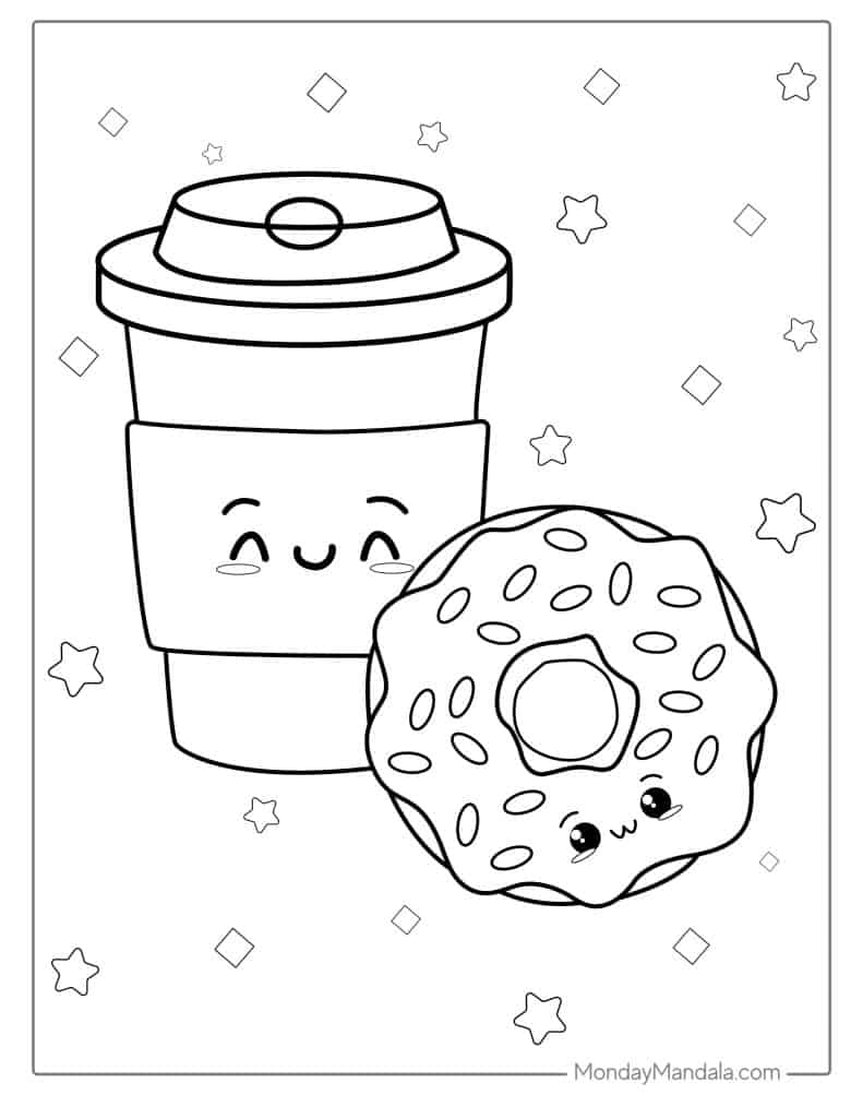 Donut coloring pages free pdf printables