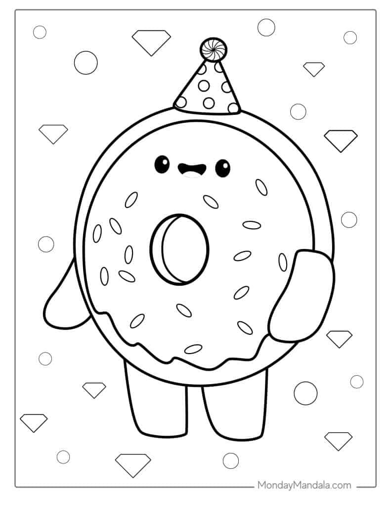 Donut coloring pages free pdf printables