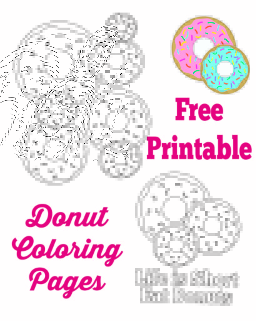 Donut coloring pages and party sign