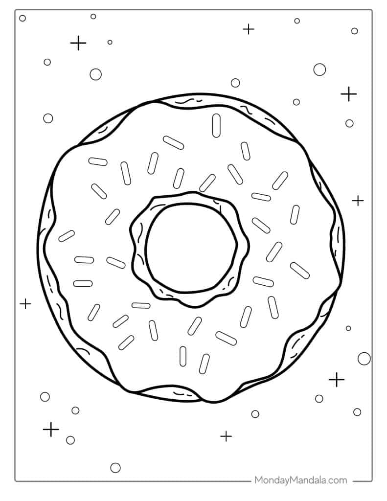 Donut coloring pages free pdf printables