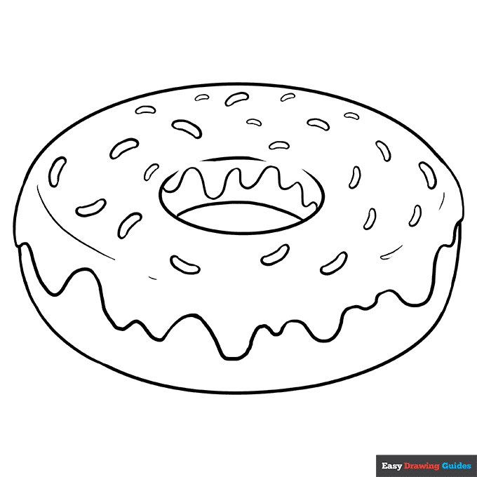 Donut coloring page easy drawing guides