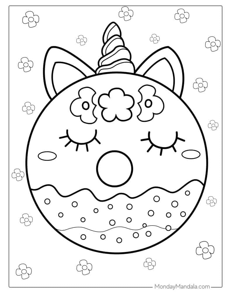 Donut coloring pages free pdf printables