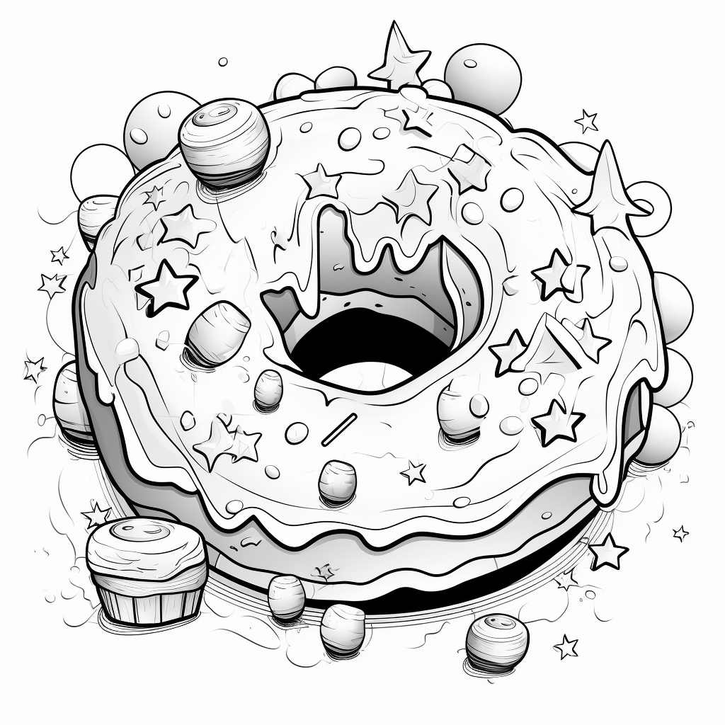 Cute donut coloring pages