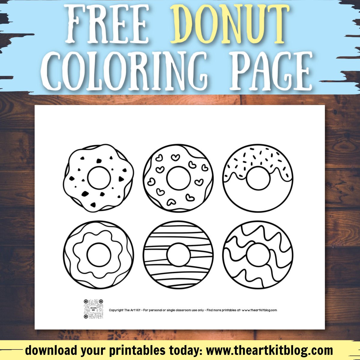 Cute donuts coloring page â the art kit