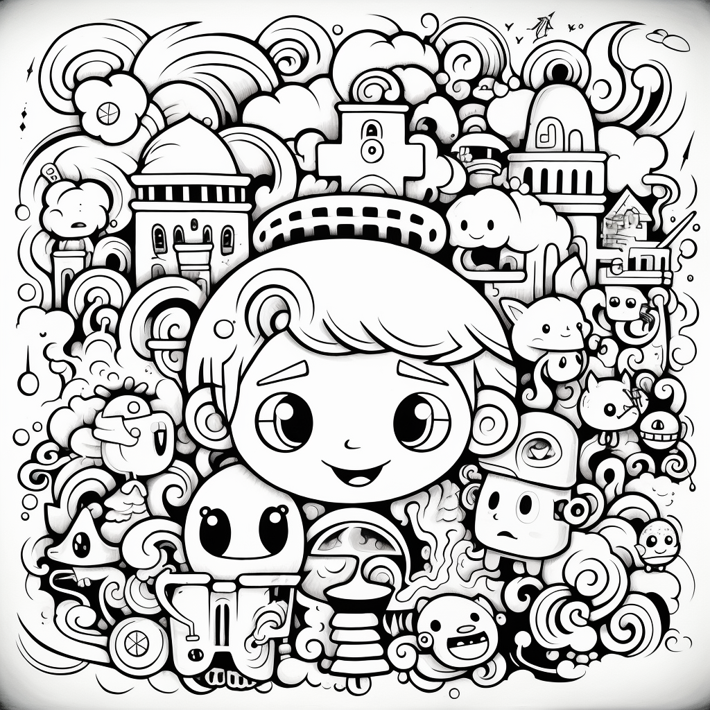 Doodle art coloring pages