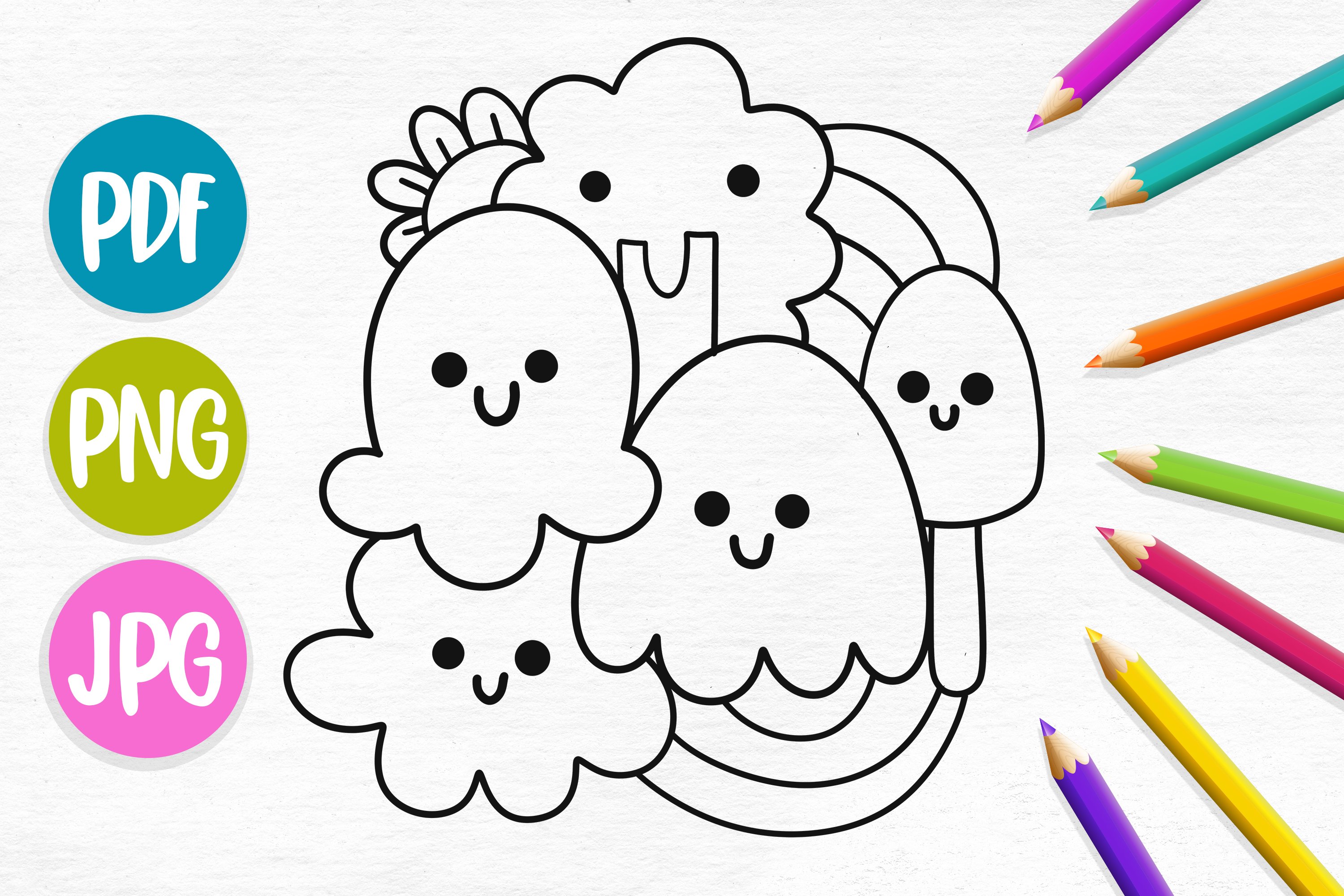 Cute doodle art coloring page