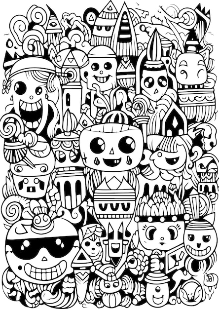 Premium vector doodle arts coloring pages