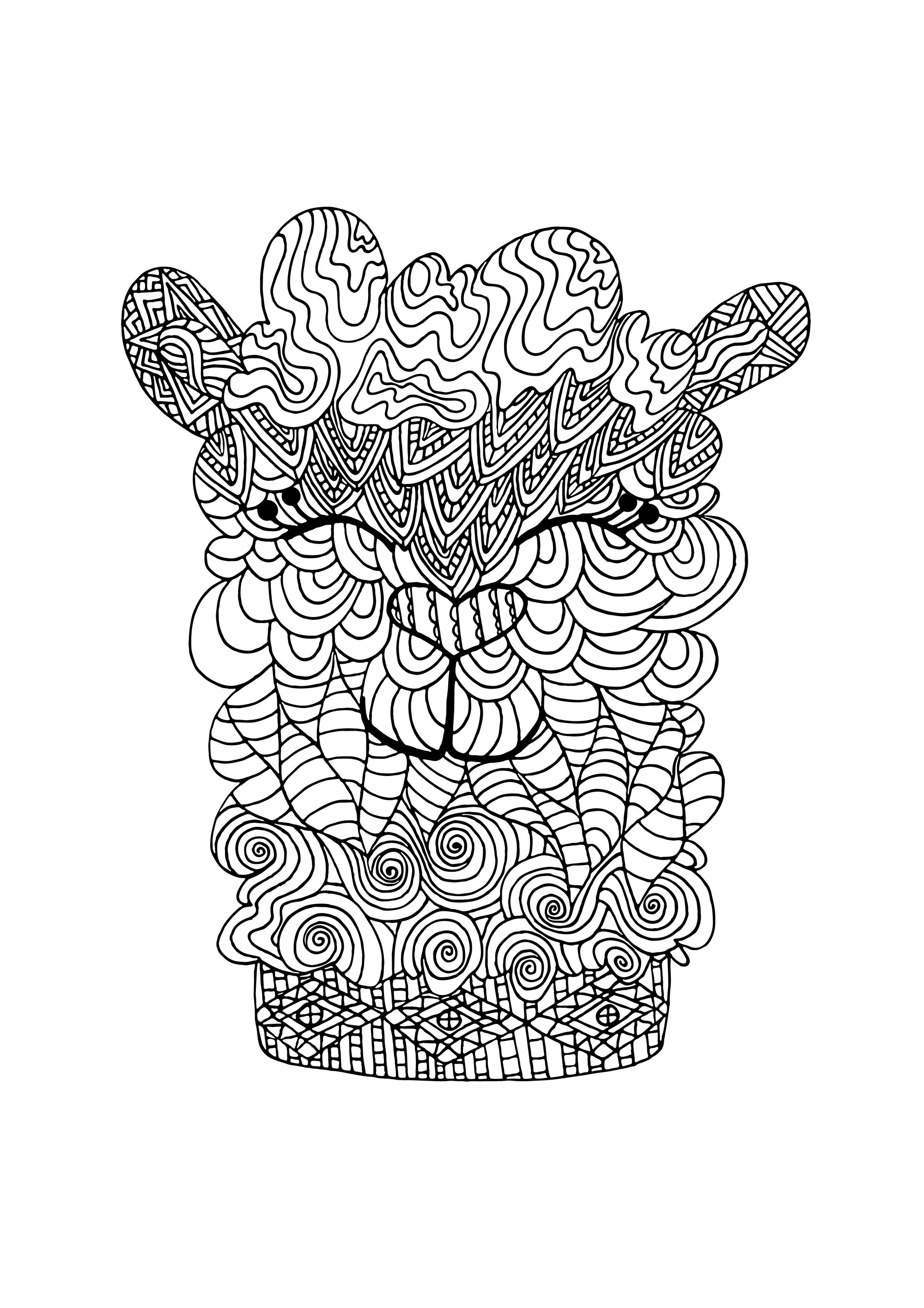 Animal pdf coloring page for adults digital doodle coloring pages by artpandashop