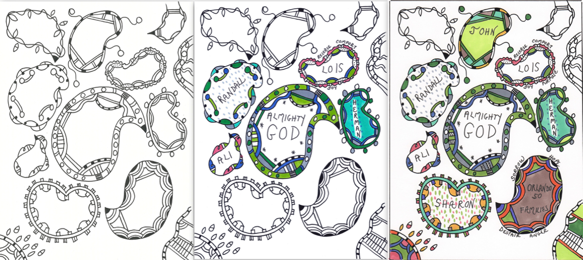 Intercessory prayer on a coloring page