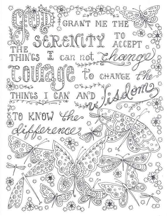 Serenity prayer coloring page digital download download now