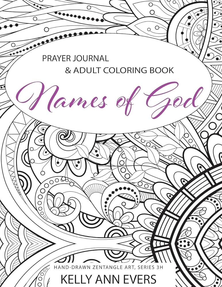 Names of god prayer journal adult coloring book hand