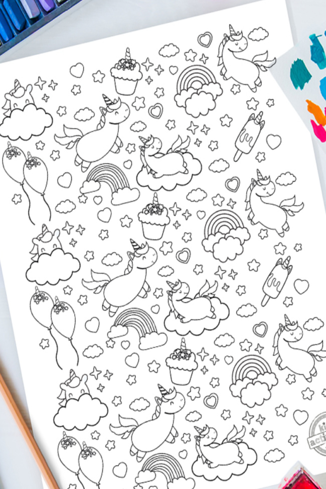 Cutest ever free unicorn doodle coloring page for kids kids activities blog