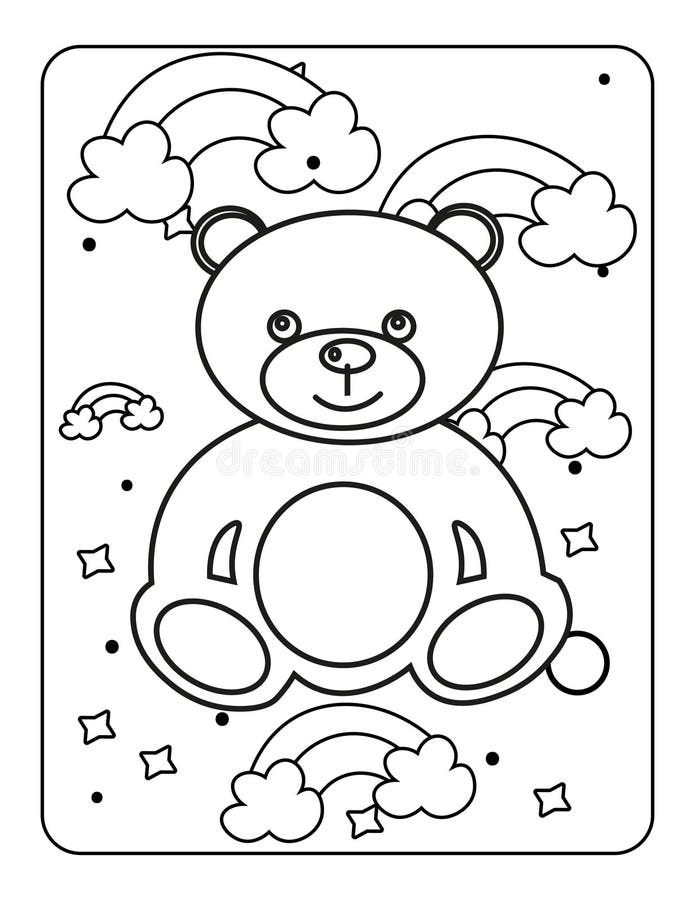 Toy doodle coloring page toy coloring book for kids easy coloring page for kids kids coloring page design doll coloring page stock vector