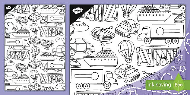 Transport pattern doodle louring sheet teacher made