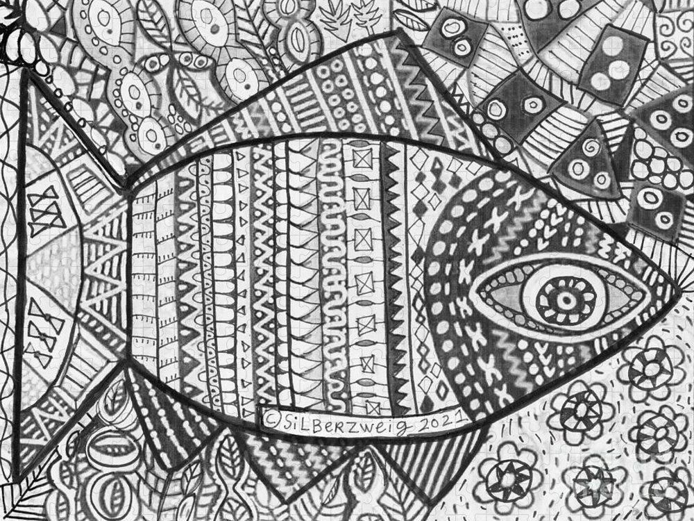 Talavera fish coloring page jigsaw puzzle by sandra silberzweig