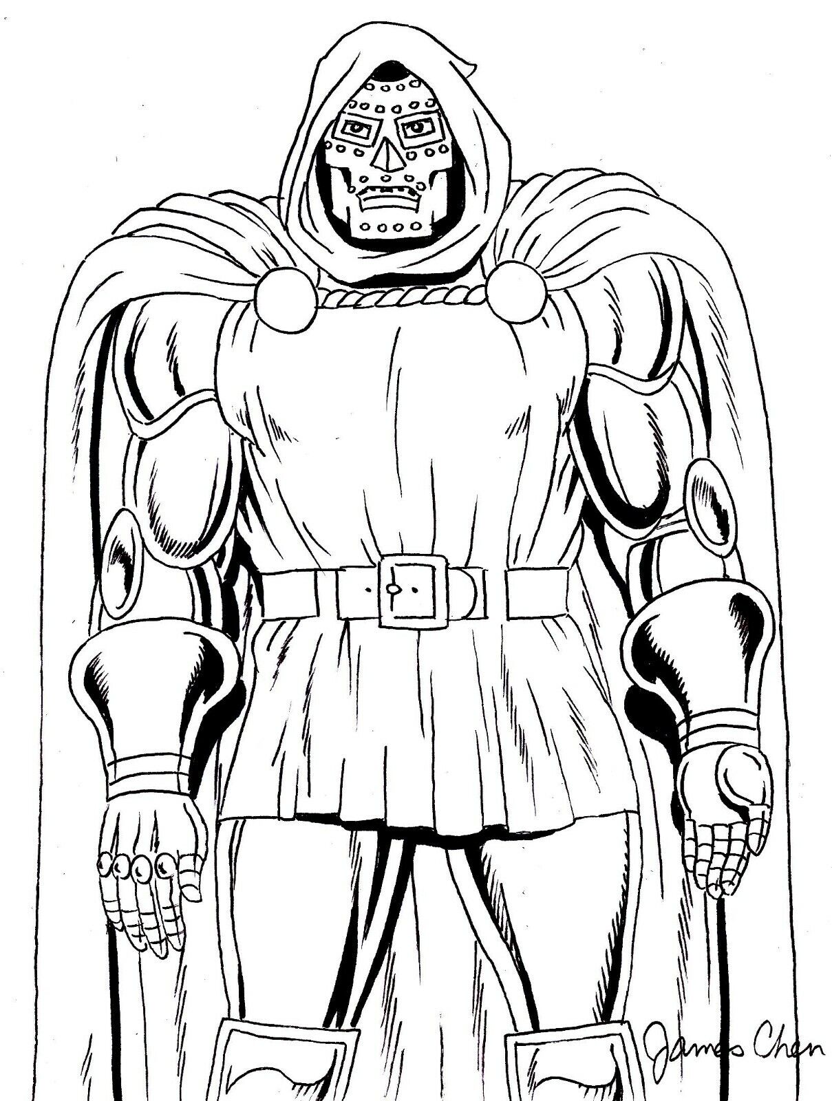 Doctor doom original ic art on card stock by ic book artist james chen