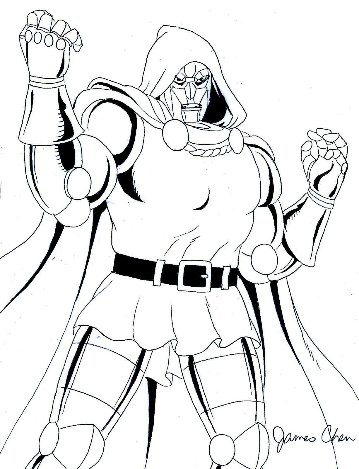 Doctor doom original ic art on cardstock by ic artist james chen