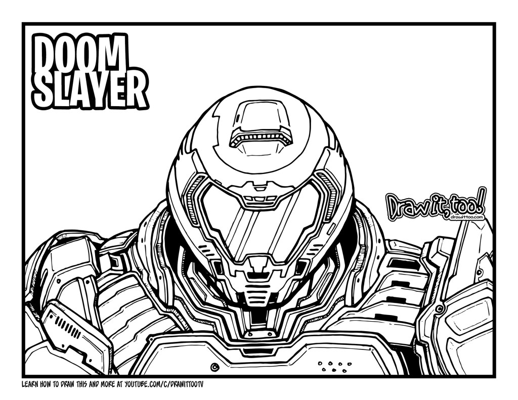 How to draw the doom slayer doom video game series drawing tutorial