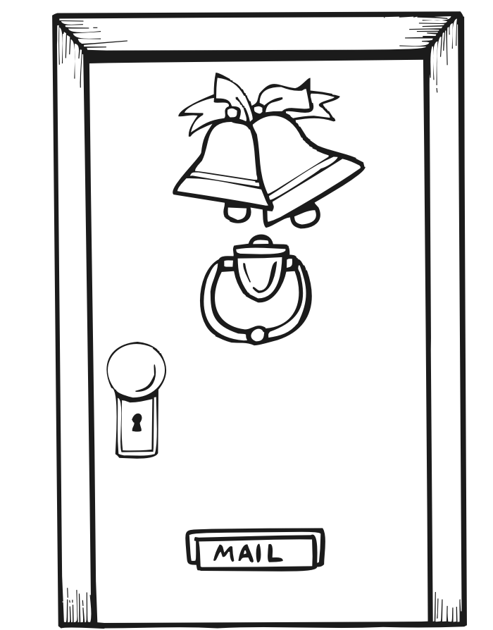 Christmas decorations coloring page decorated door