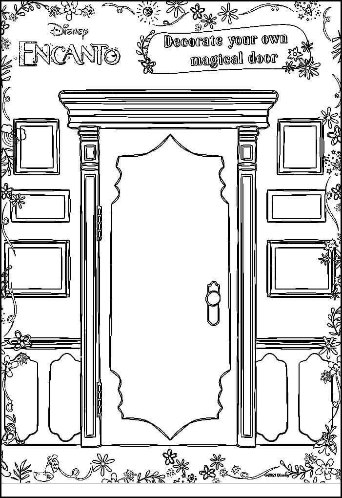 Magical door encanto coloring page encanto cardboard house coloring pages