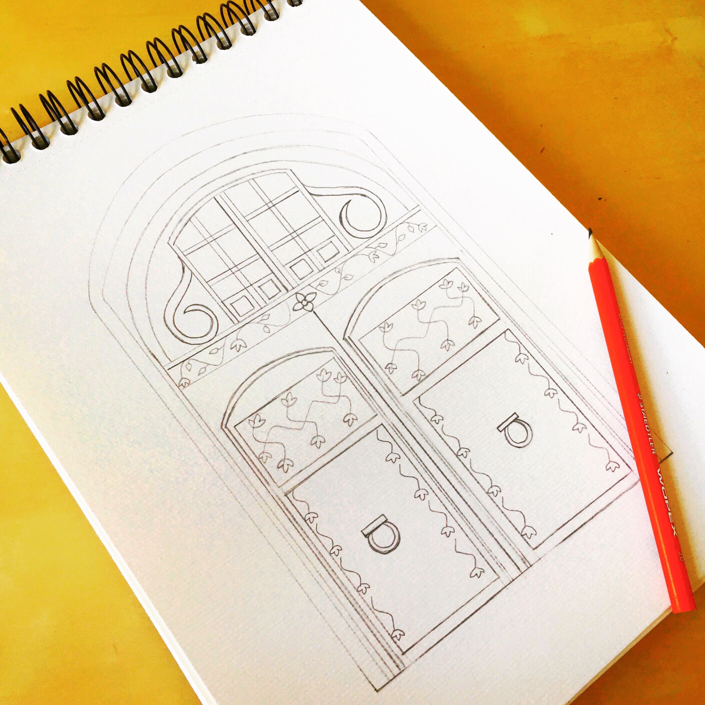 Freebie antique door coloring page