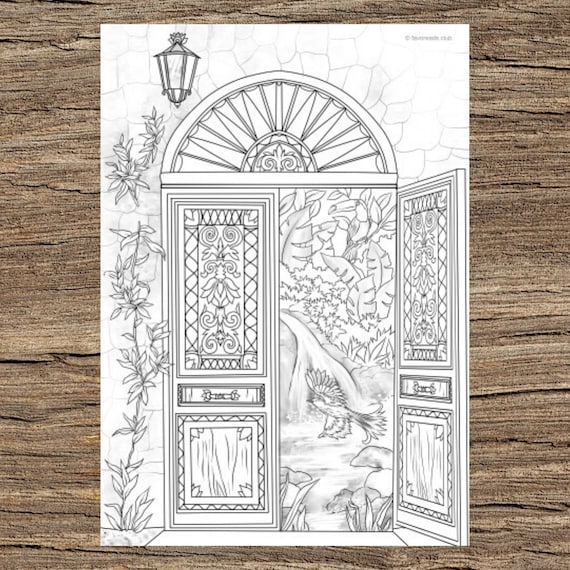 Door printable adult coloring page from favoreads coloring book pages for adults and kids coloring sheets coloring designs