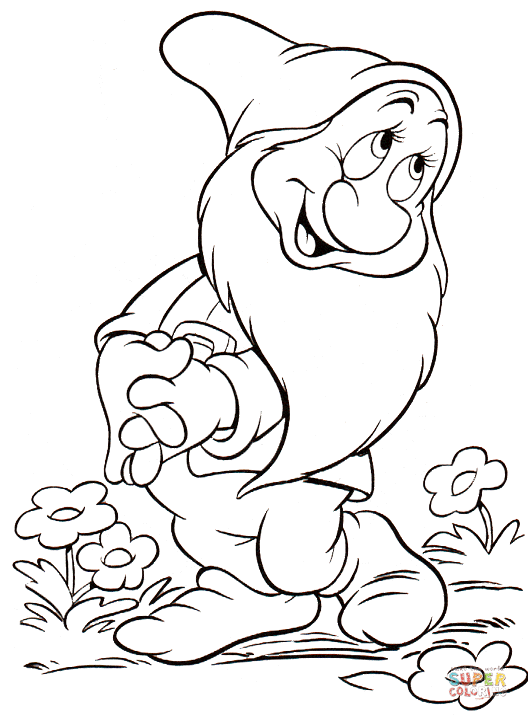 Bashful dwarf coloring page free printable coloring pages