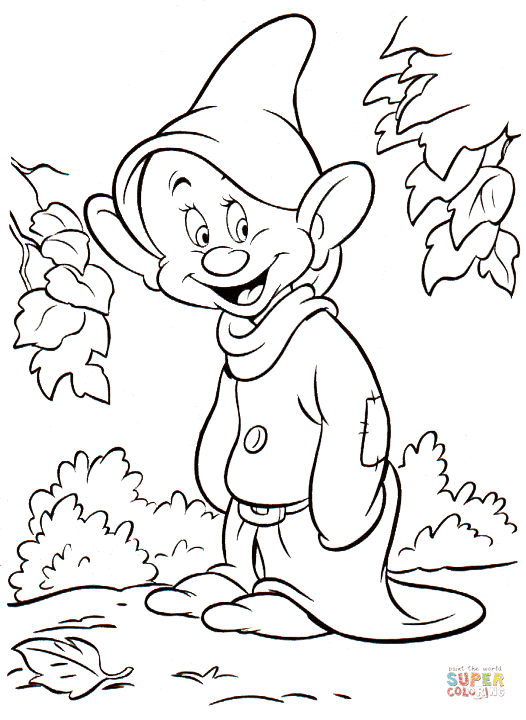 Dopey dwarf coloring page free printable coloring pages