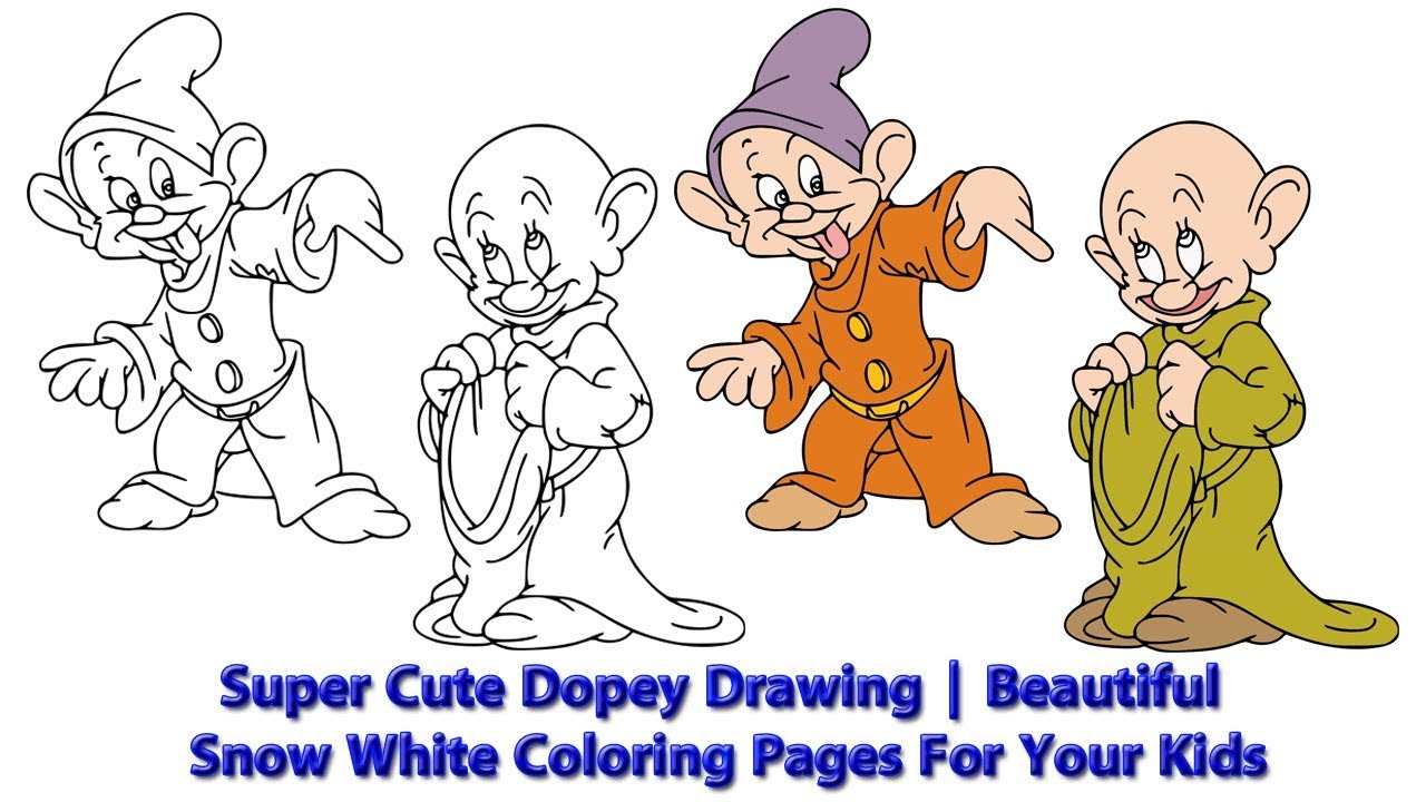 Super cute dopey drawing beautiful snow white coloring pages for your kids