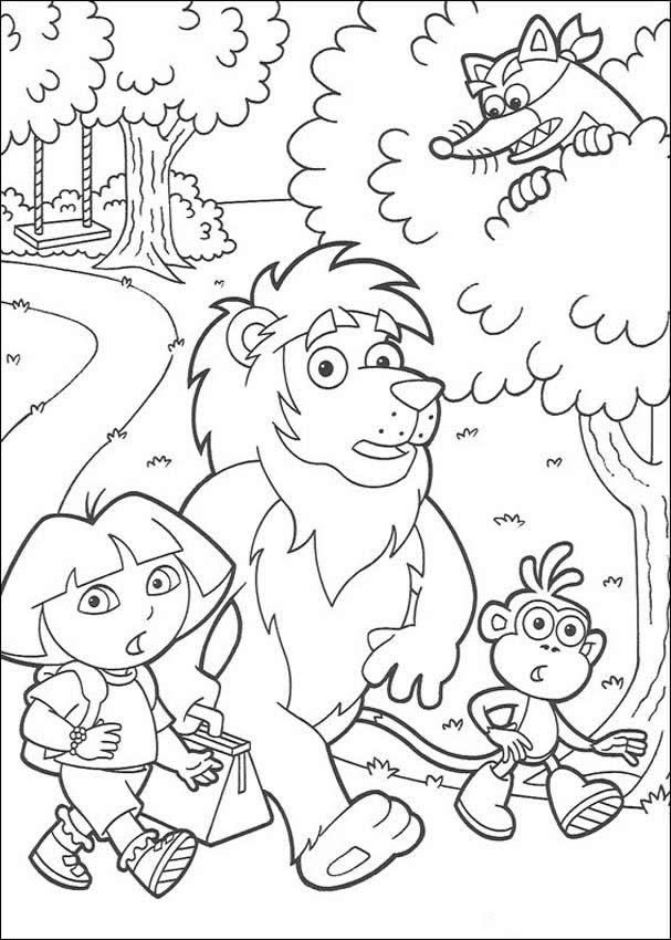 Dora the exlorer boots swiper and lion coloring page more dora the explorer coloring sheets on hellokidâ lion coloring pages coloring pages dora the explorer