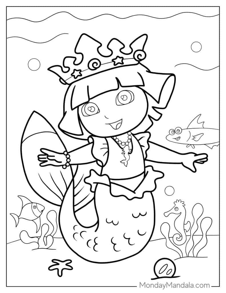 Dora the explorer coloring pages free pdf printables