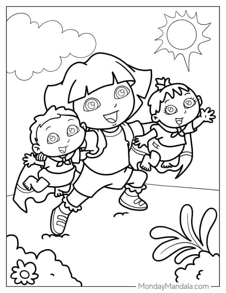 Dora the explorer coloring pages free pdf printables