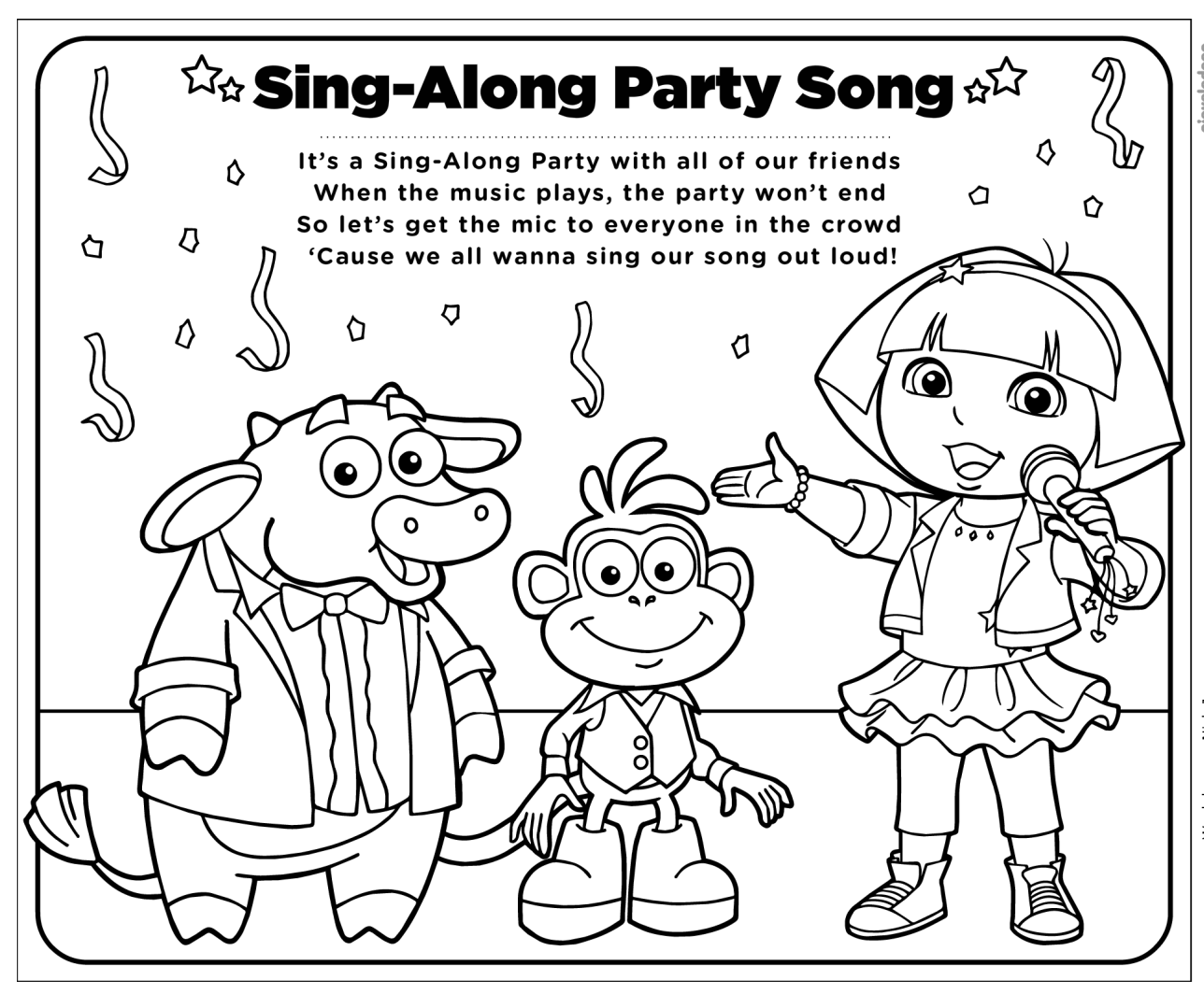 Free printable doras music coloring pack