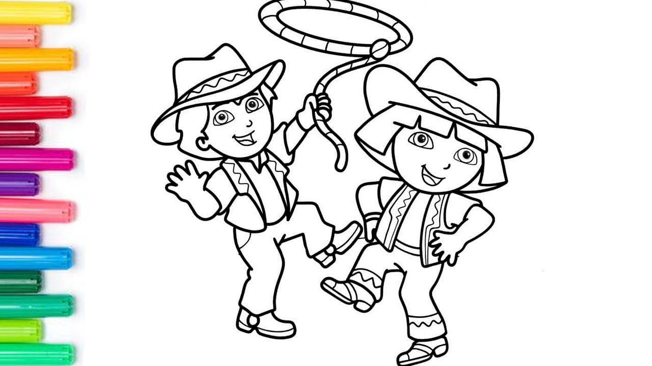 Coloring dora the explorer movie coloring pages colored markers