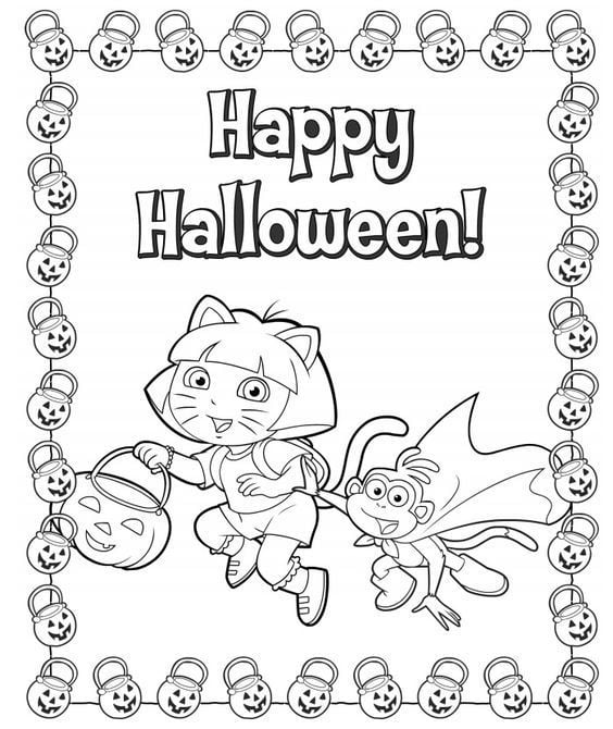 Free dora printable halloween coloring page