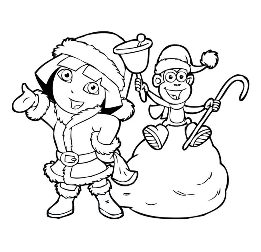 Dora the explorer christmas coloring pages christmas coloring pages dora coloring cartoon coloring pages