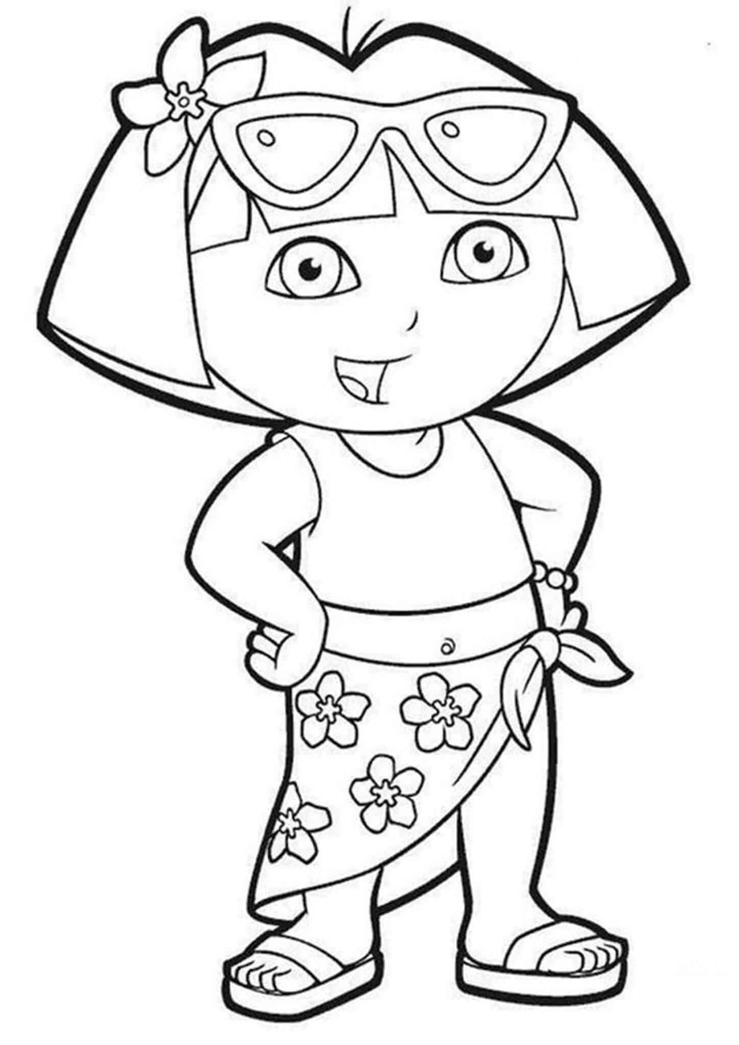 Free easy to print dora coloring pages dora coloring cartoon coloring pages summer coloring pages