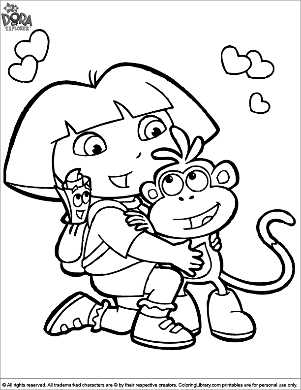 Dora the explorer and boots cute coloring cartoon coloring pages dora coloring monkey coloring pages