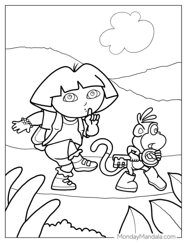 Dora the explorer coloring pages free pdf printables