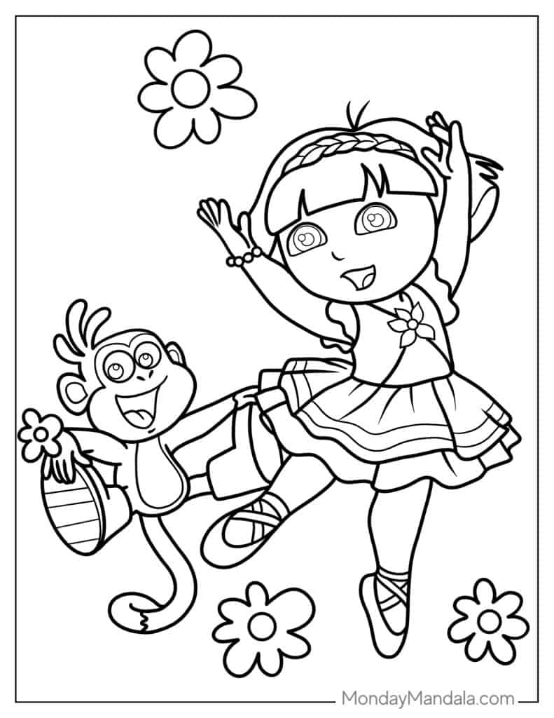 Dora the explorer coloring pages free pdf printables