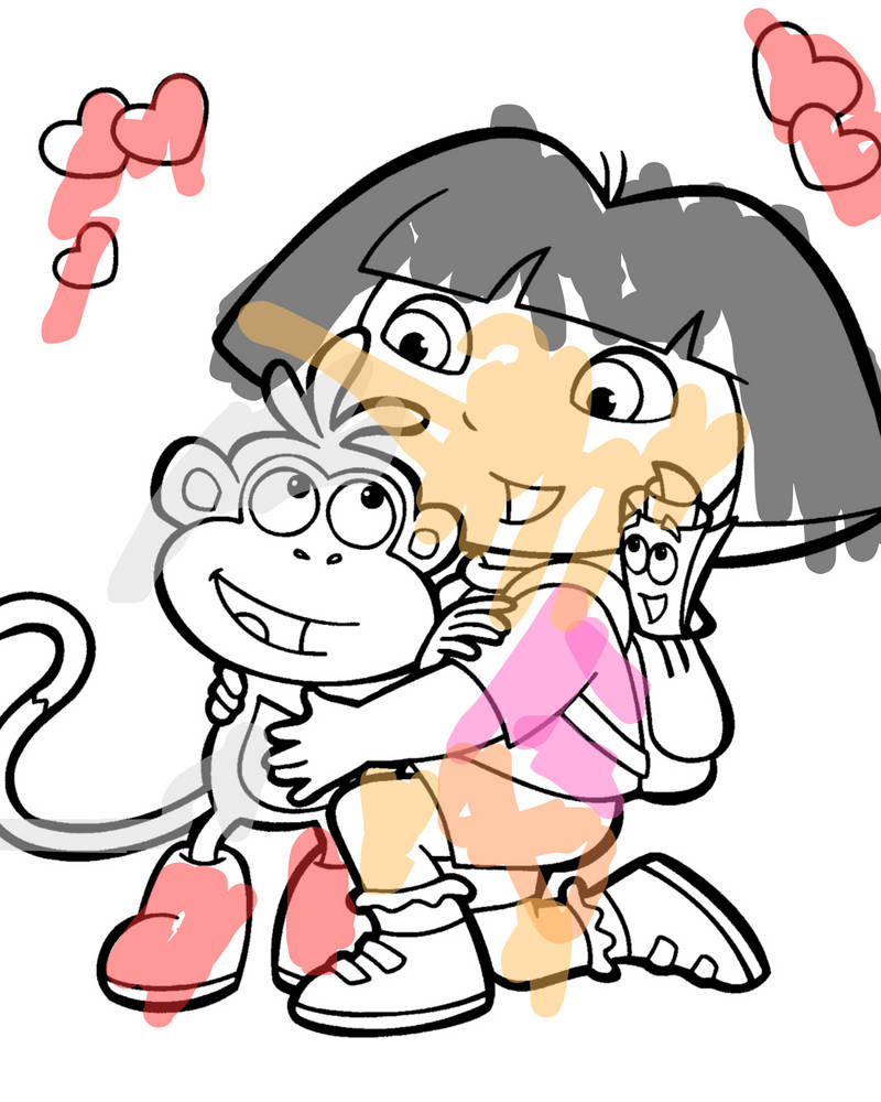 Dora and boots coloring page by zacshistorynotes on